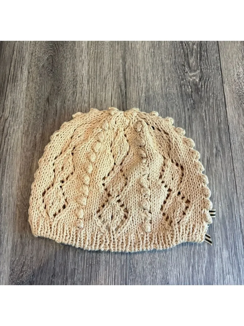 Olive Branch Cotton and Linen Blend Cream Knit Hat with Bow